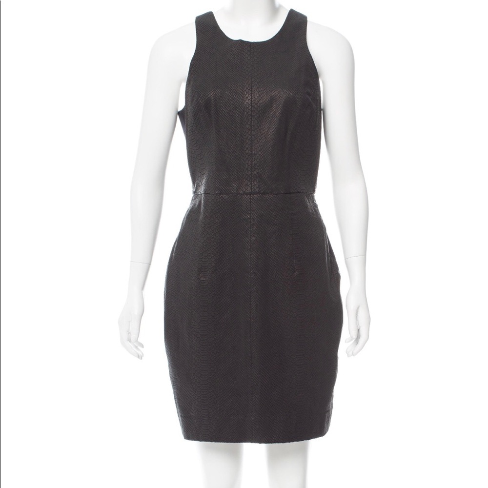 Size 0 black leather Milly mini dress w zip back